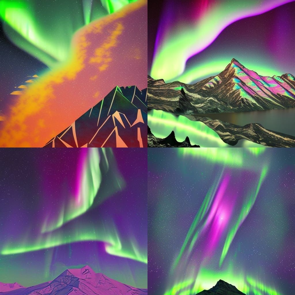 Aurora Borealis Over Mountain in Astral Style