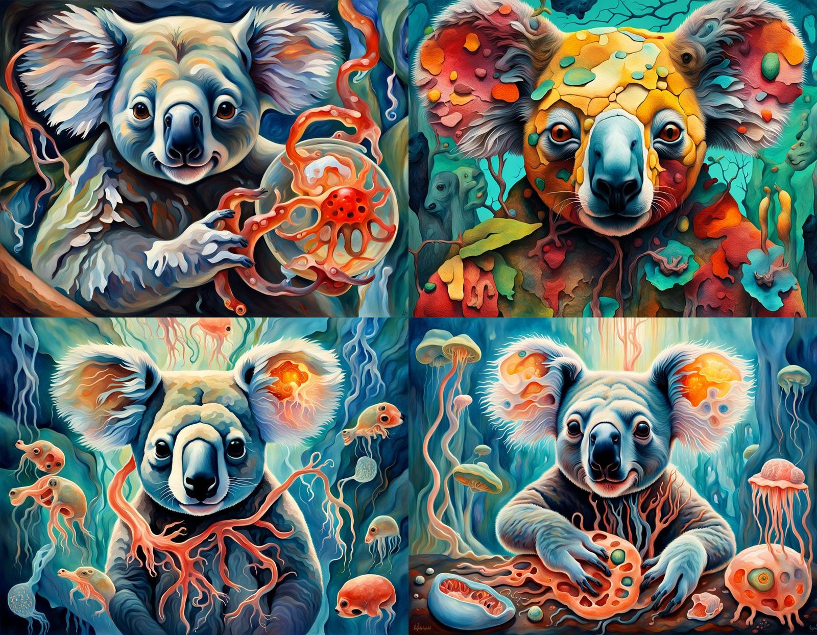 Surrealistic Vivisection of a Dreamlike Koala-Kangaroo in a...