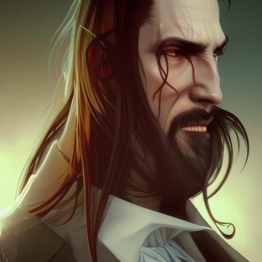Dramatic Dracula Portrait in Hyperdetailed Style