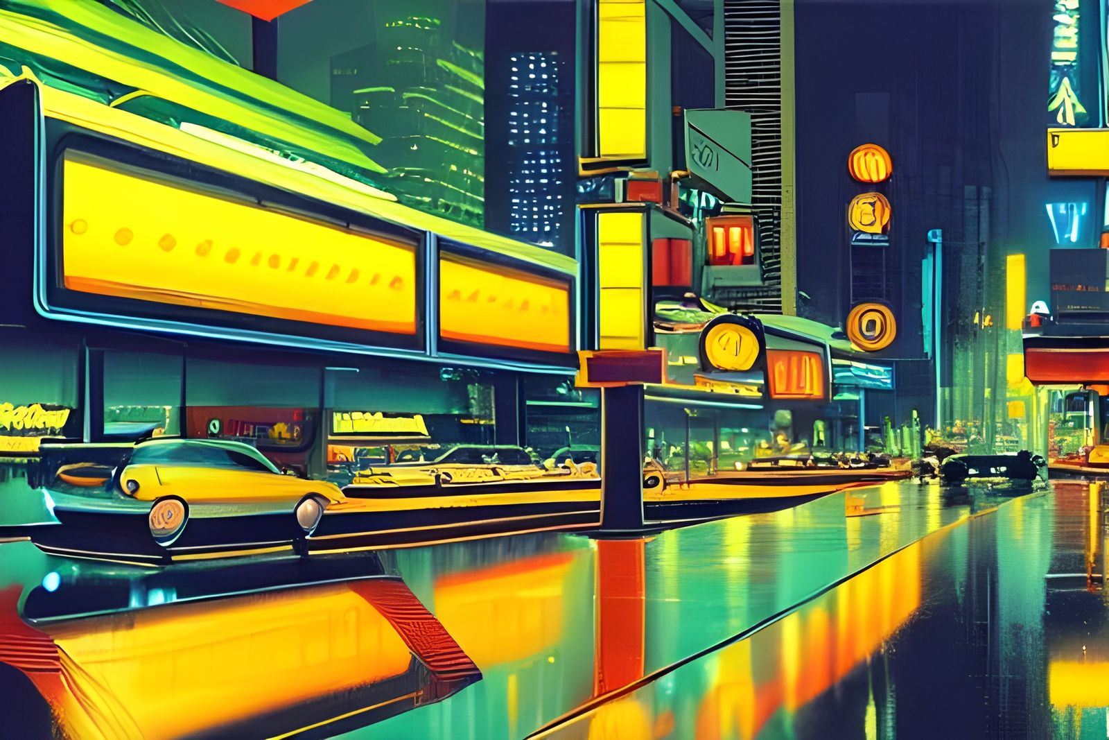 Futuristic Neon Cityscape at Night