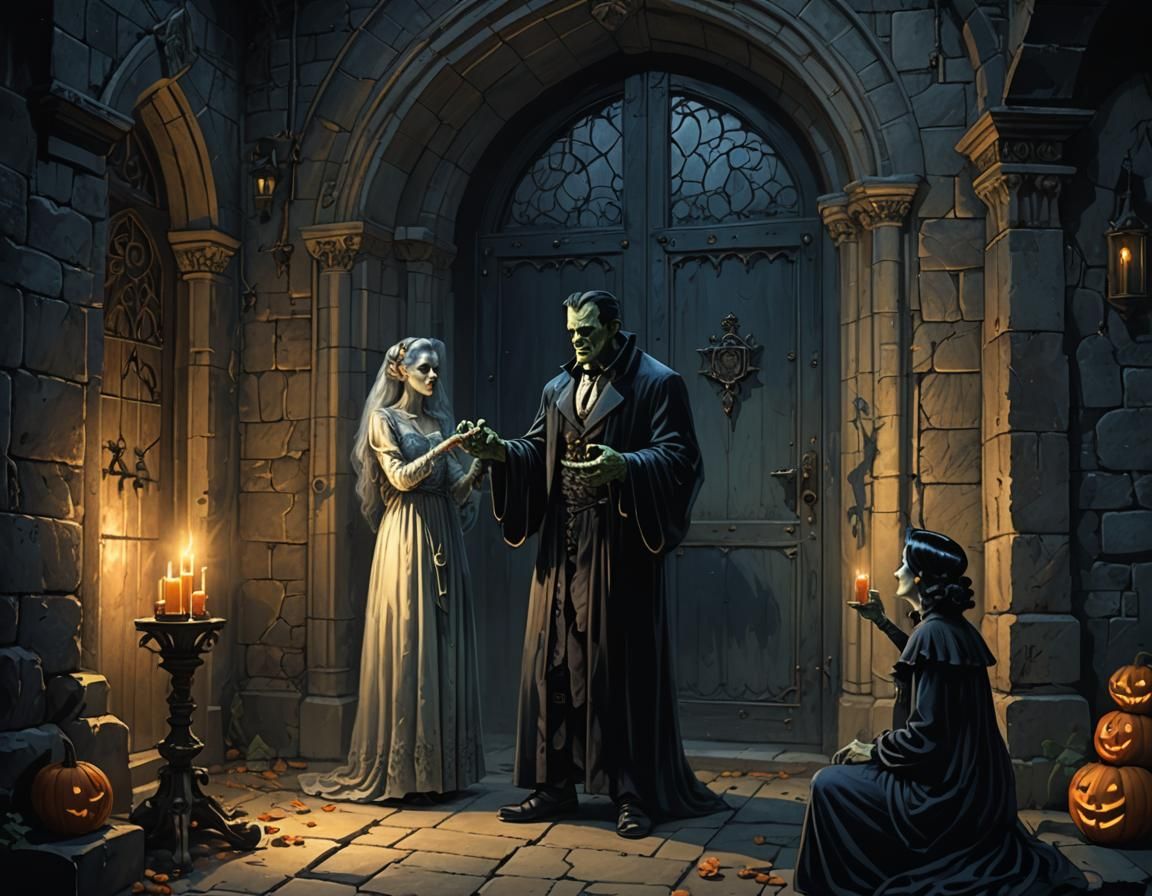 Frankenstein Trick-or-Treating at Dracula's Castle