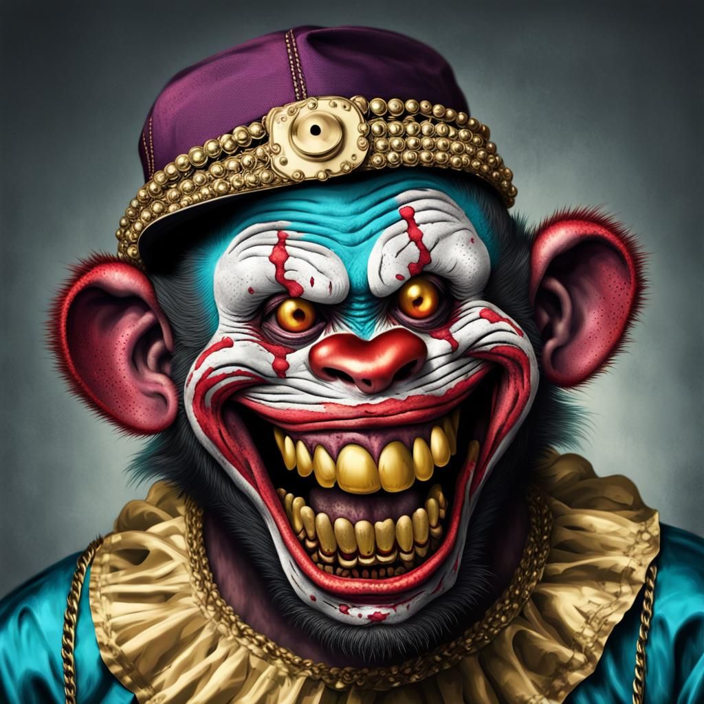 Zombie Monkey Clown Rapper Grinning Maniacally