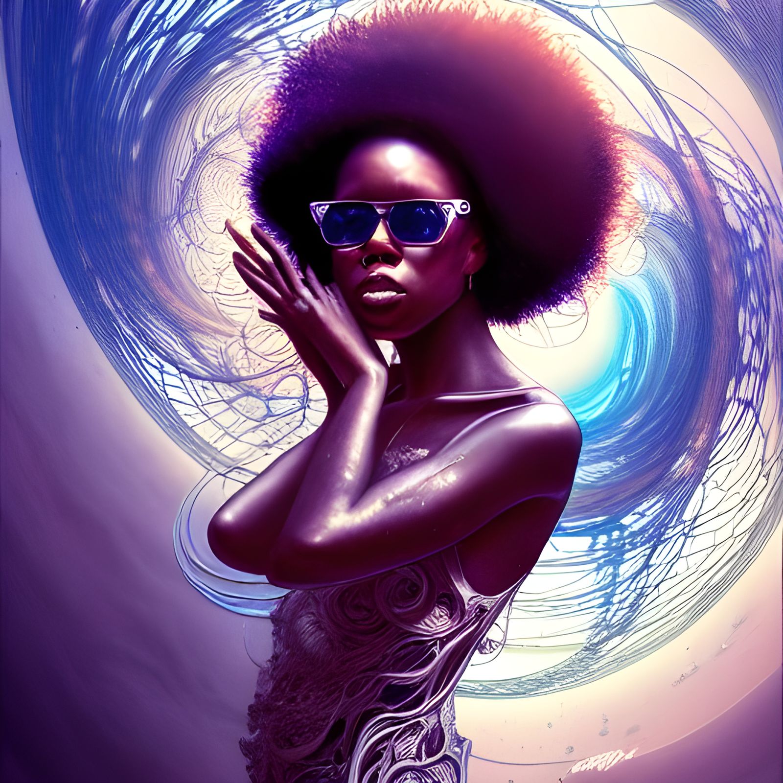 Intricate Portrait with Galactic Eddy in Digital Art Style