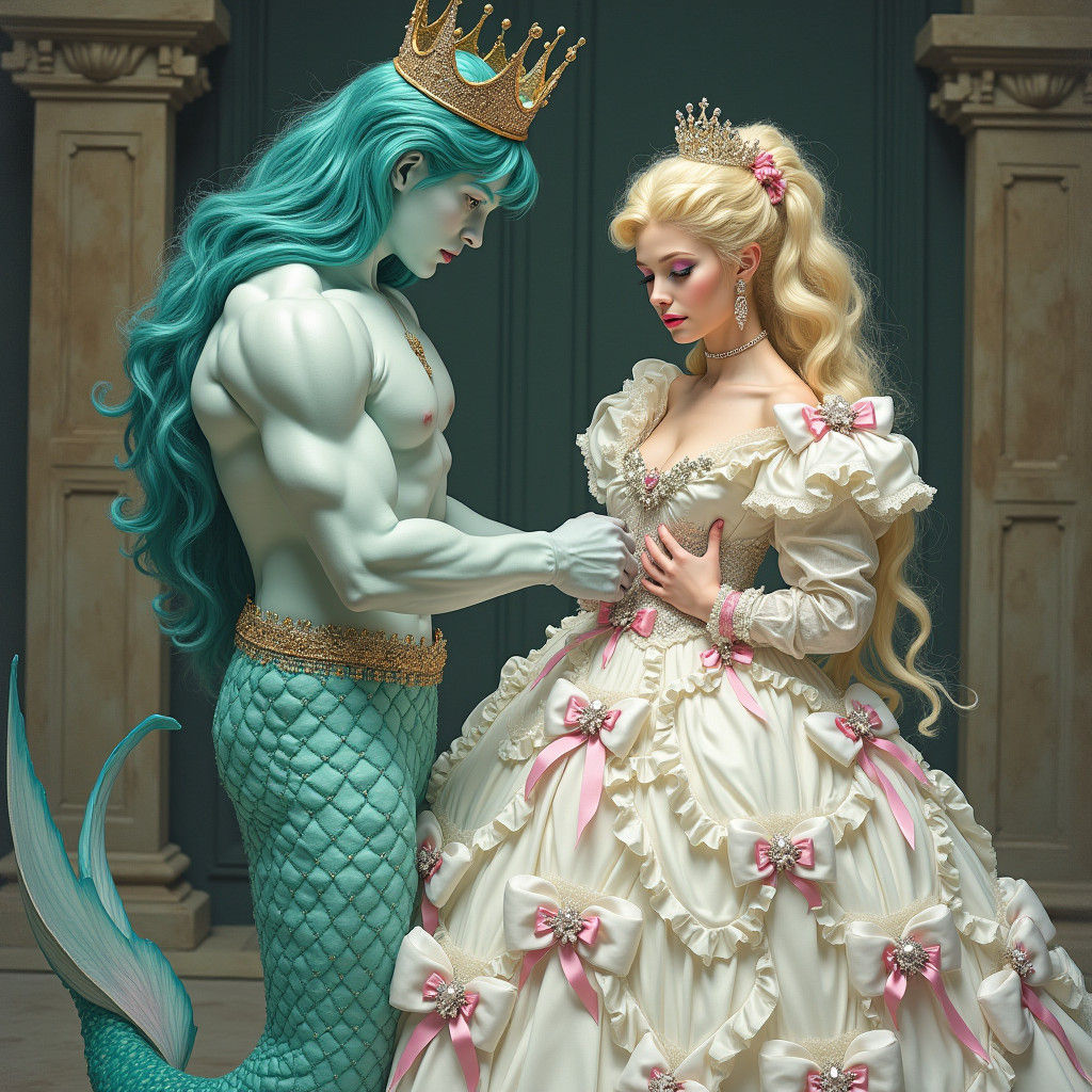 Merman King Dresses a Frilly Princess