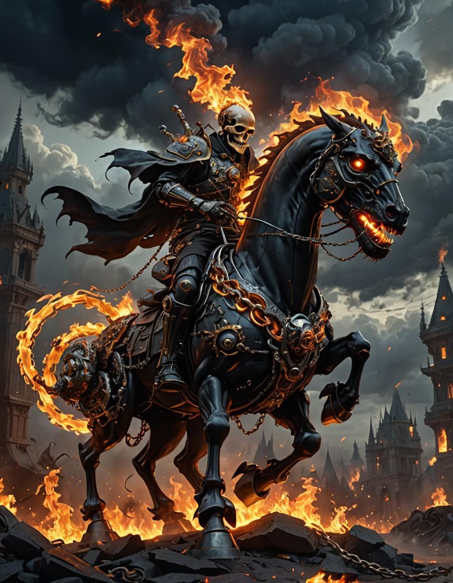 Fiery Skull Rider on Robot Horse