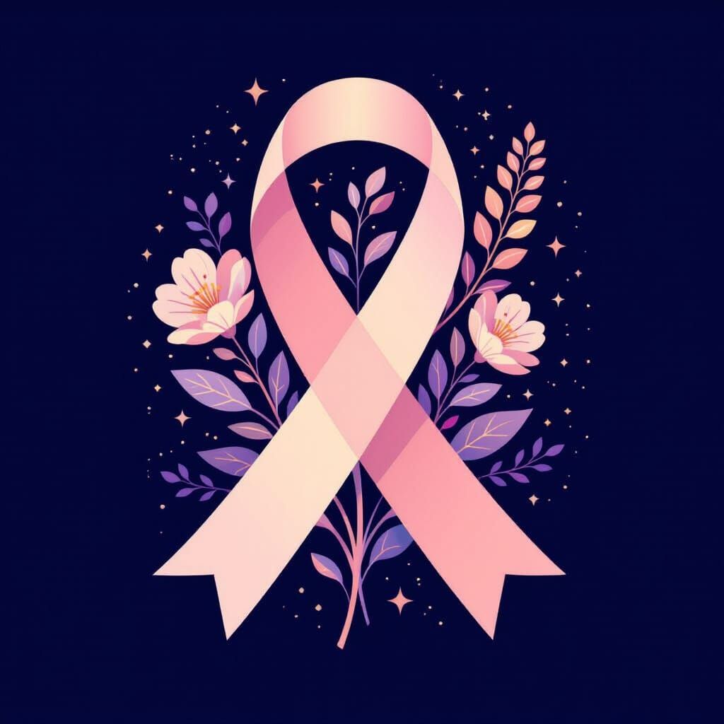 Pink and Purple Ribbon with Goldenrod: Hope for Cancer Fight