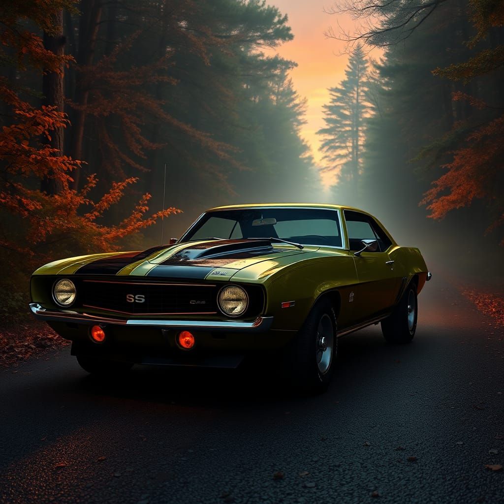 Mystical 1969 Camaro Z28 in Matte Painting Style