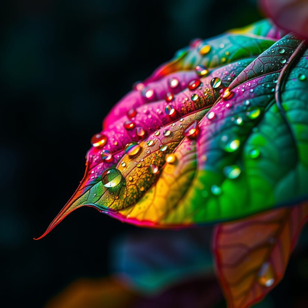 Rainbow Leaf Portrait in Folk Art Forest
