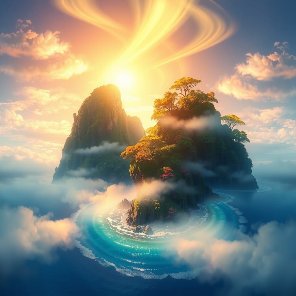 Dreamlike Islands Embrace in Celestial Harmony