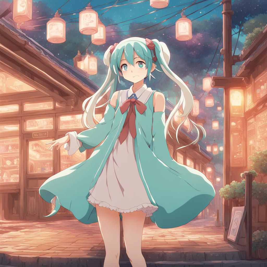 Hatsune Miku as Cinnamonroll in Anime Style