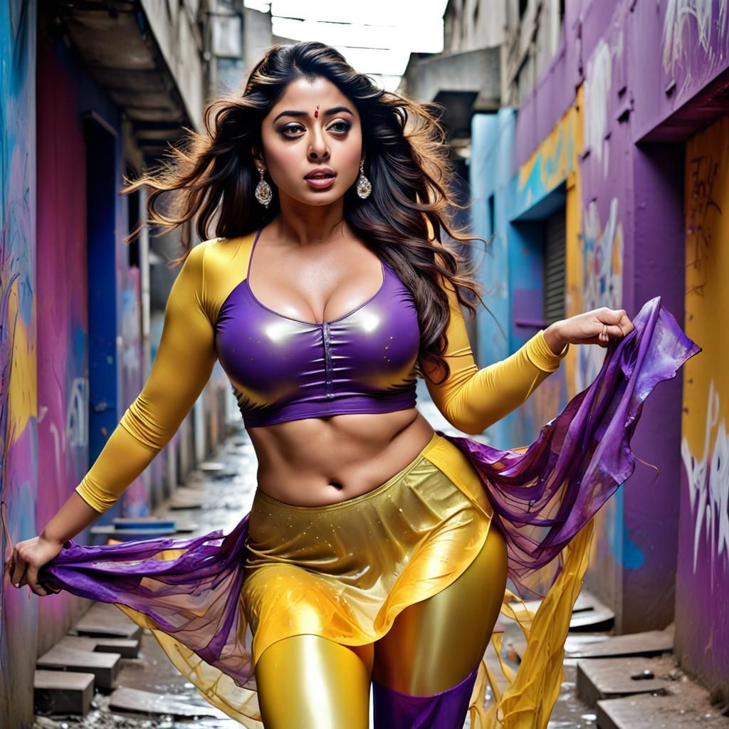 Indian Actress in Graffiti Splash Art Style