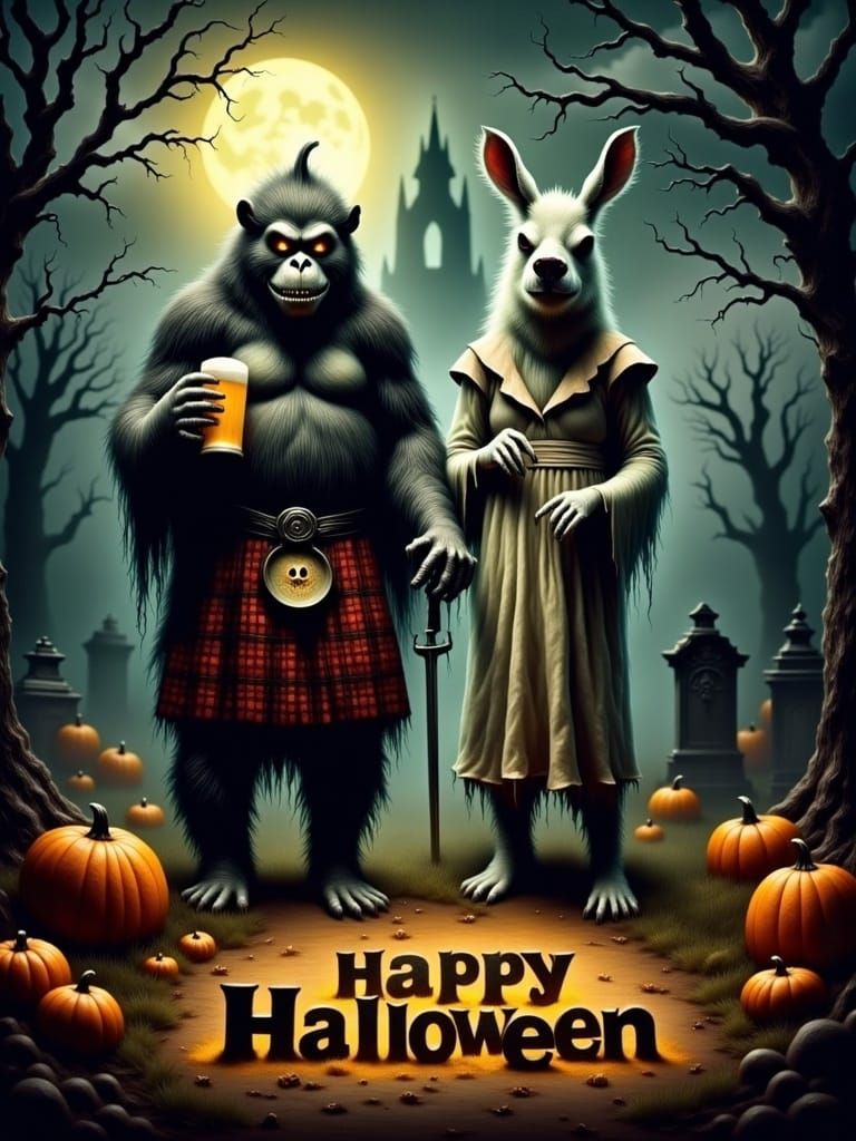 Halloween Party: Gorilla Braveheart and Llama Antoinette