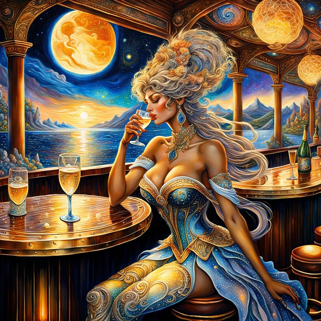 Woman at Bar: Breathtaking Fantasy Art