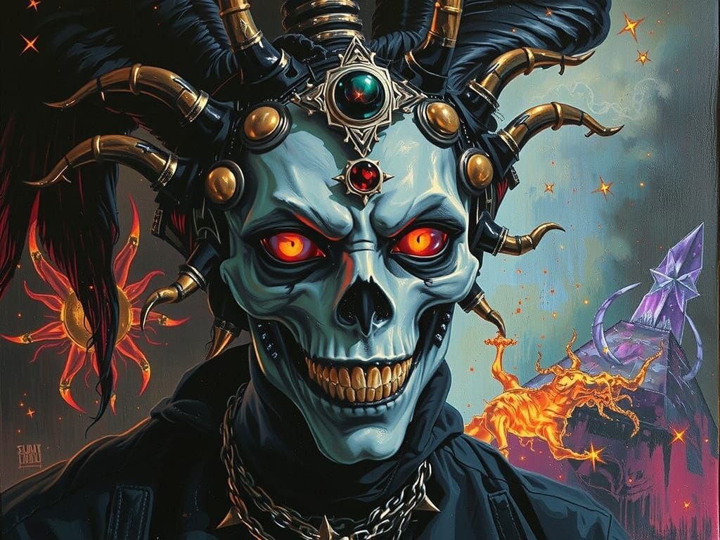 Surrealist Gothic Deity with Prism and Key-Sword