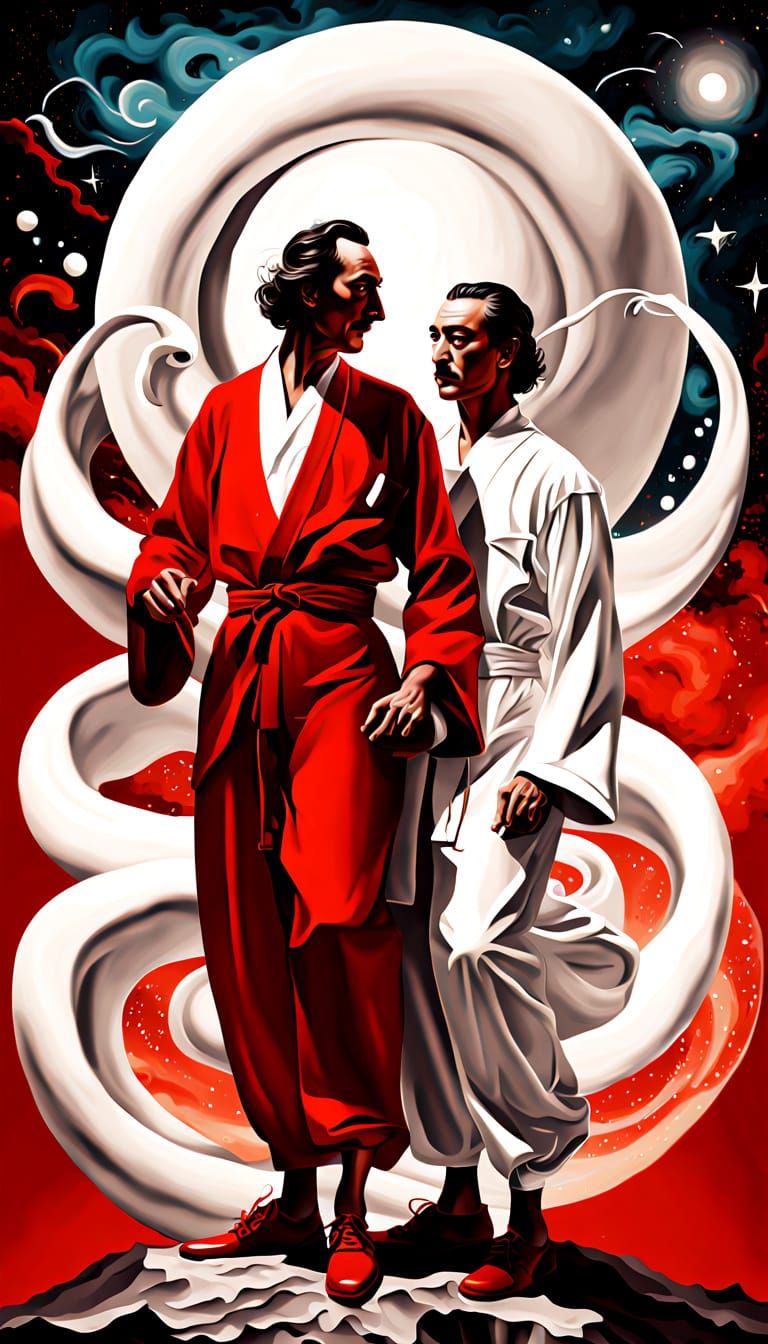 Surreal Kung Fu Fighters in Cosmic Dali-esque Dream