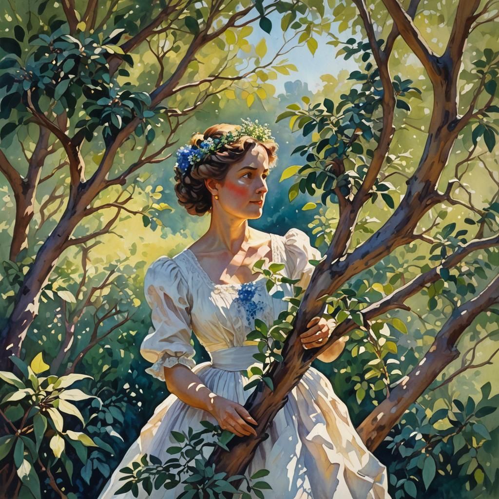 waterery  budlia tree in dappled sun, In the background, behind the buddlia,  we can just make out the outline of an ele...