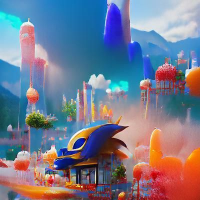 Detailed Matte Painting of Sonic in Fantasy Style