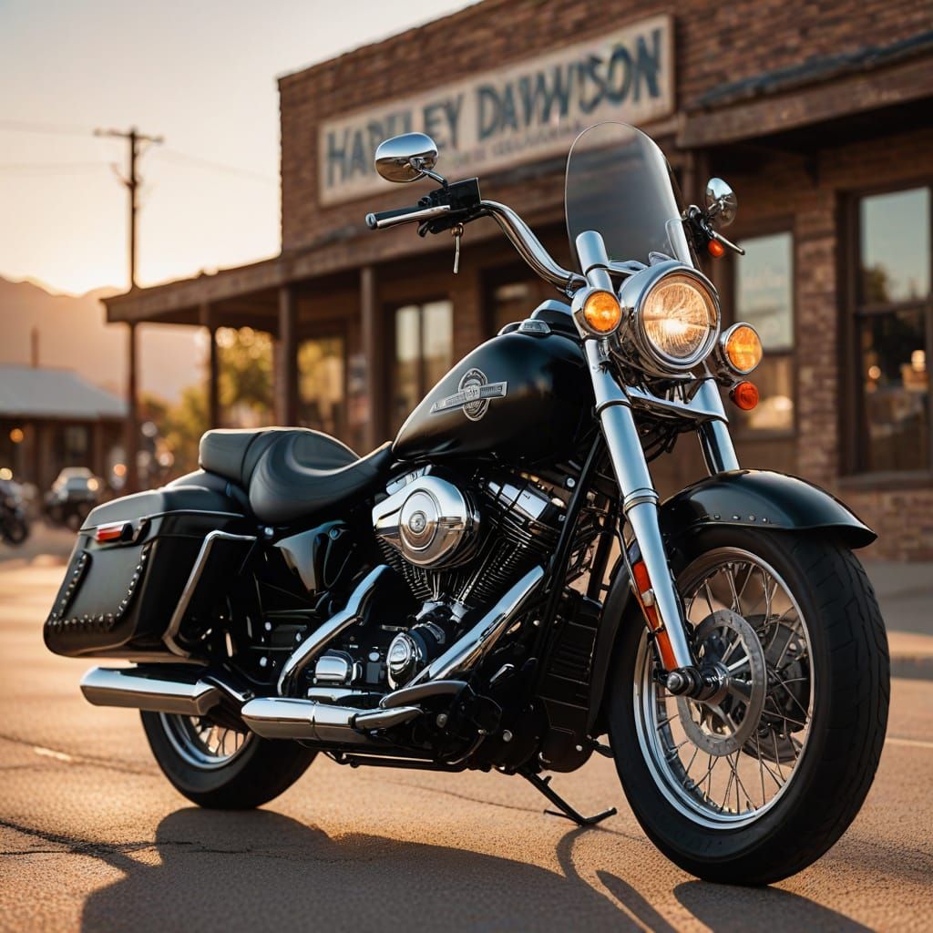 Harley-Davidson on Route 66 in Cinematic Style