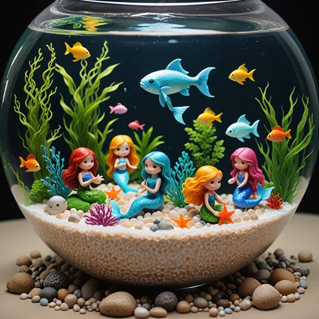 Mermaids in Tropical Aquarium