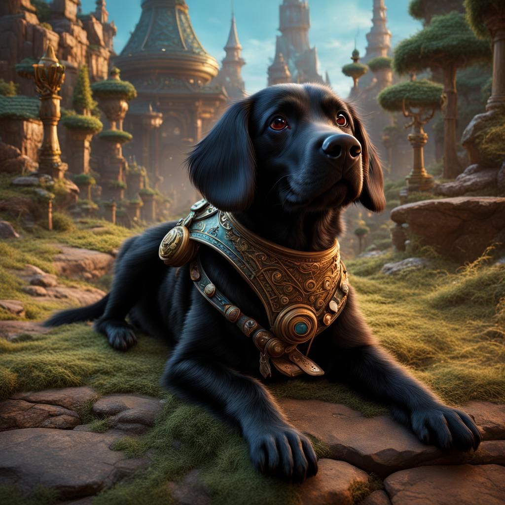 Funny Dog in Detailed Matte Painting