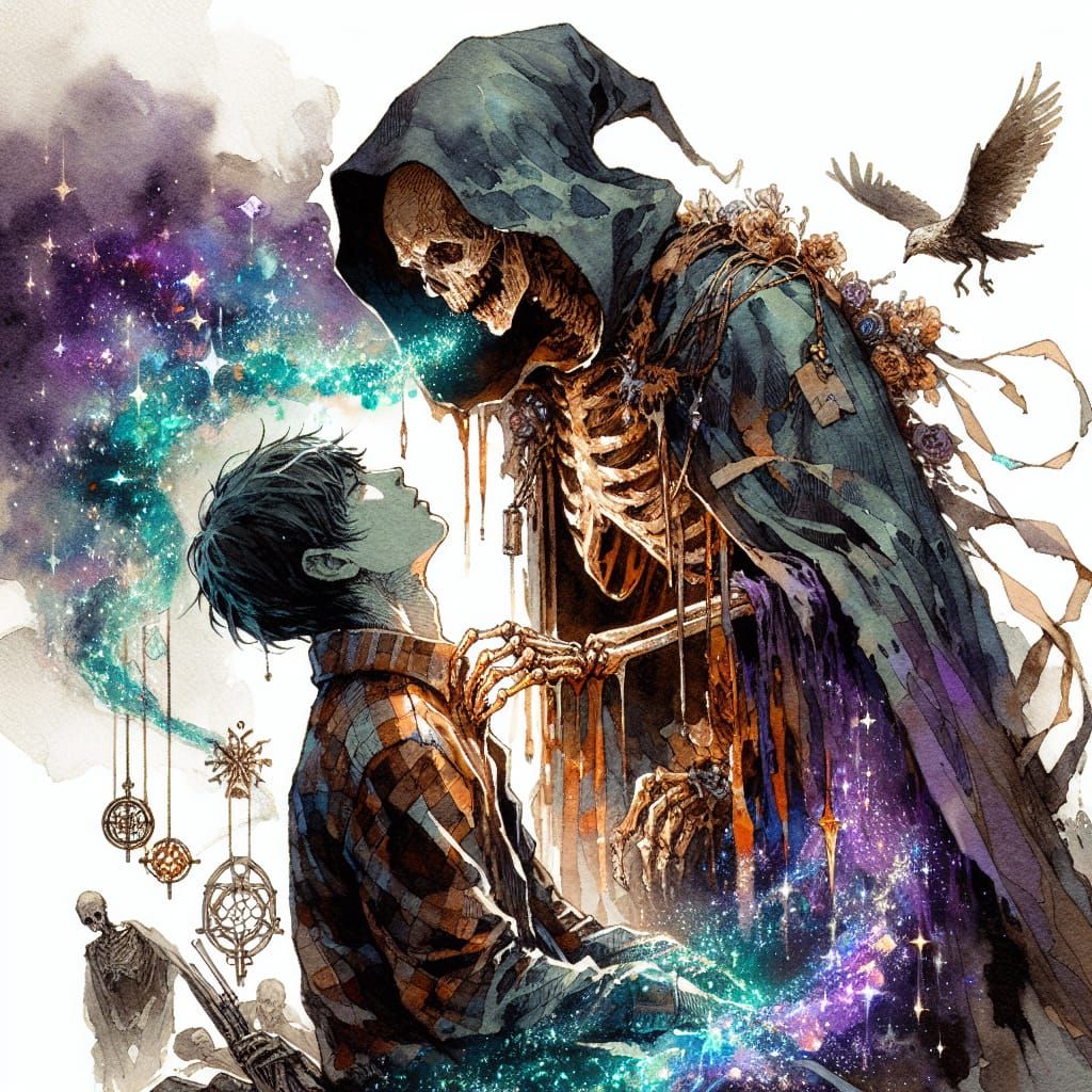 Dark Horror Anime Manga Cover Art in Watercolour Style