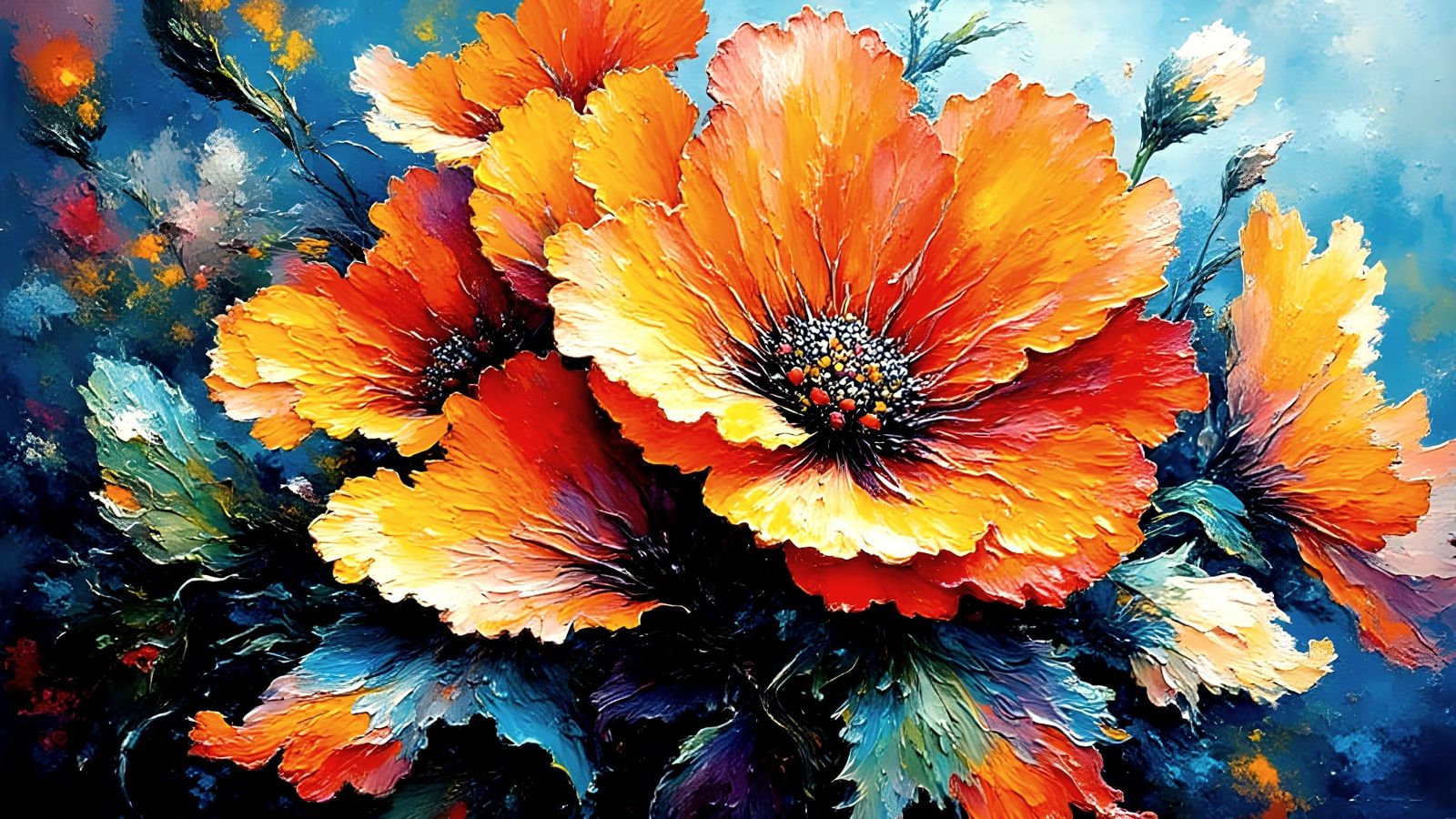 Vivid Abstract Floral Art with Dynamic Textures