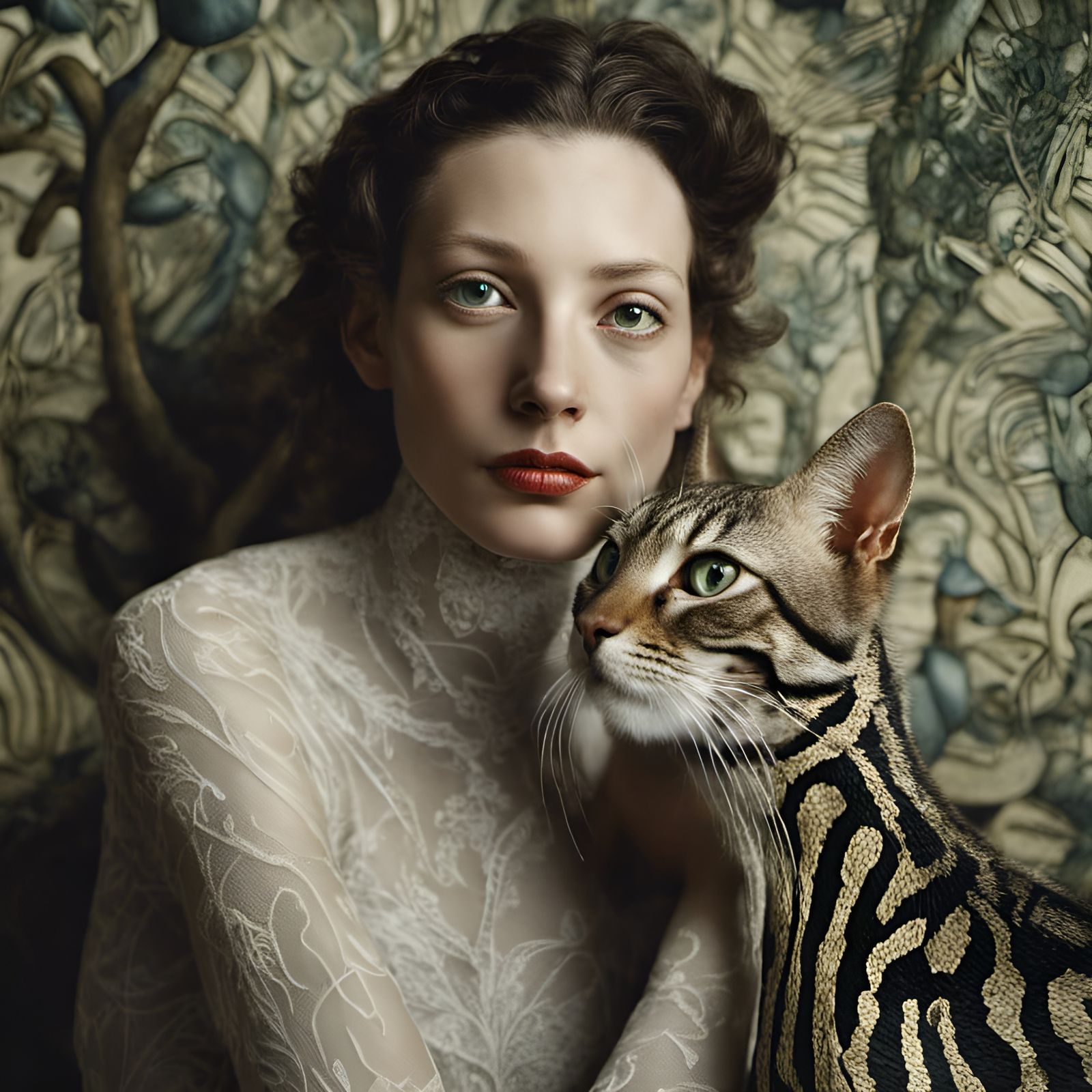 Alien Portrait in Photorealistic Style with Magic Particles