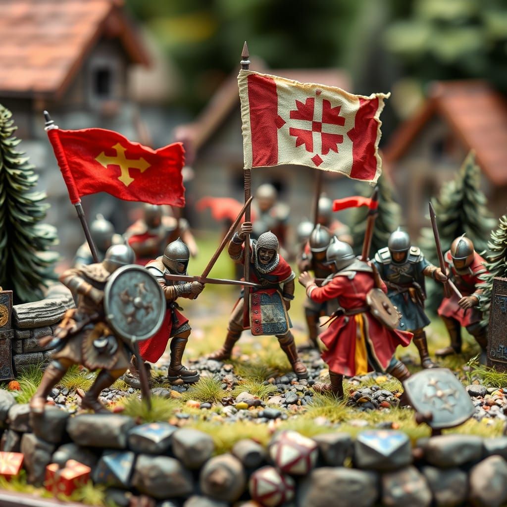 Medieval Miniature Warfare Scene