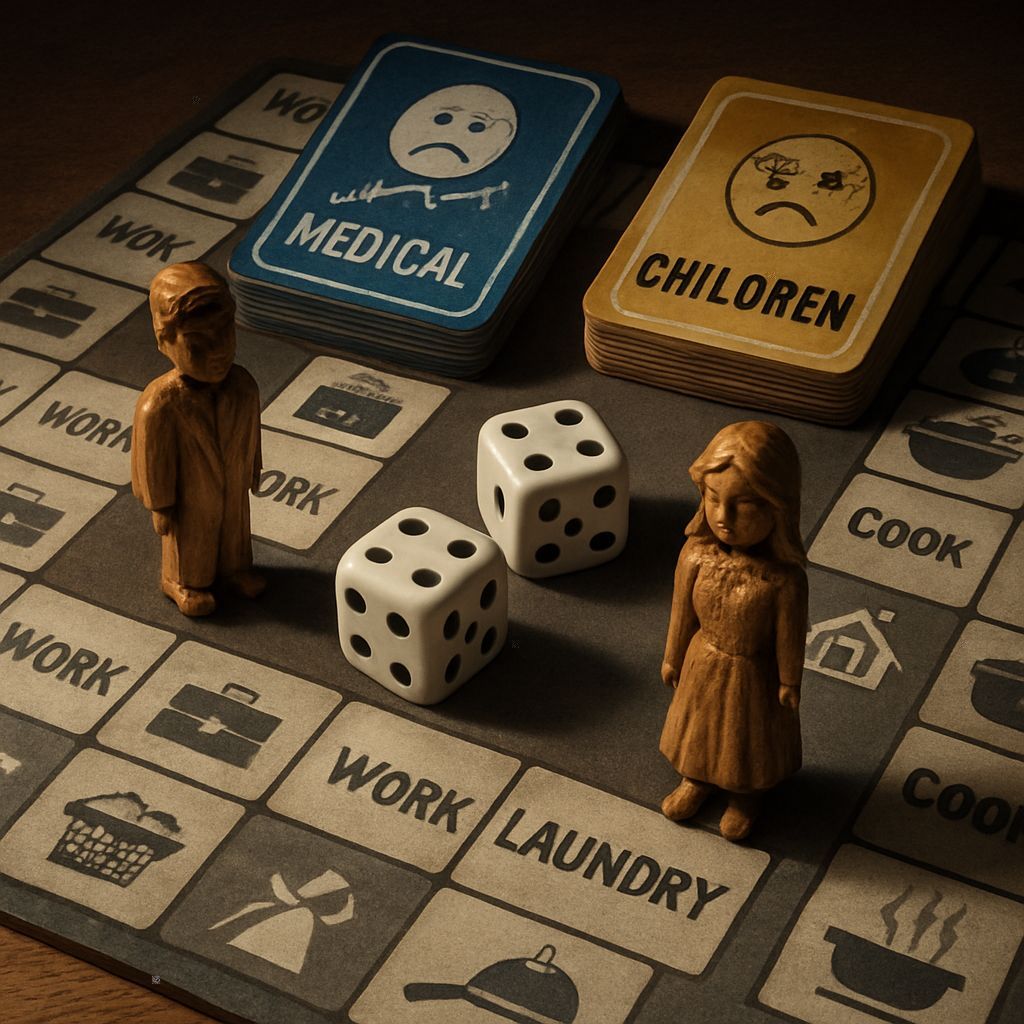 Life's Board Game Maze: Work, Laundry, Cook