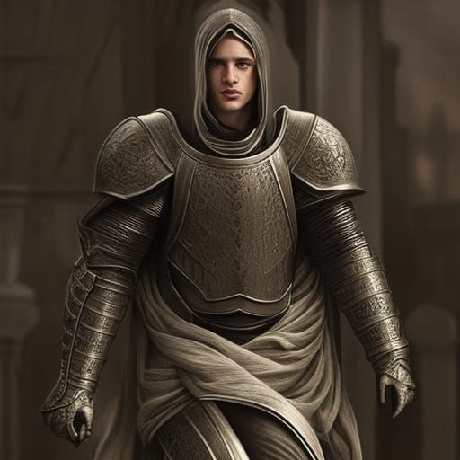 Young Knight in Hoodie: Epic Digital Matte Painting