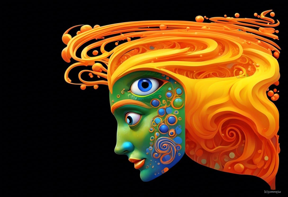 Surreal Bone Carving Portrait in Moebius Style