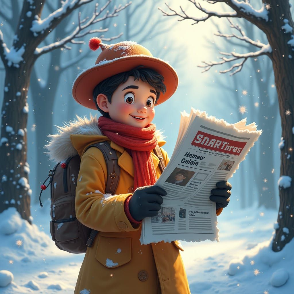 Paperboy Delivers News on a Magical Winter Wonderland