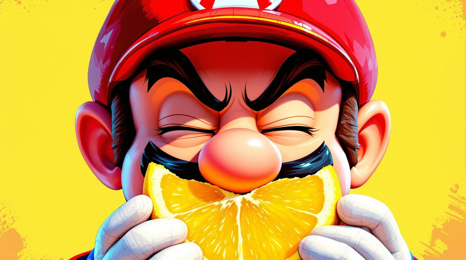 Mario's Tart Expression in Bright Colors