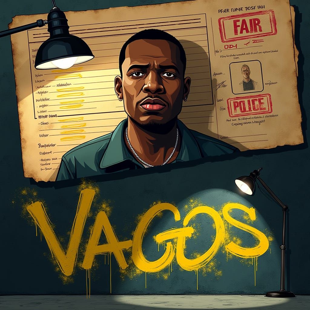 Cell-Shaded Portrait of Carl Johnson in Gritty, High-Contras...