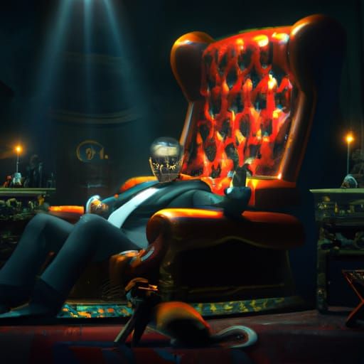 Evil Mastermind Stroking a Cat: Digital Matte Painting