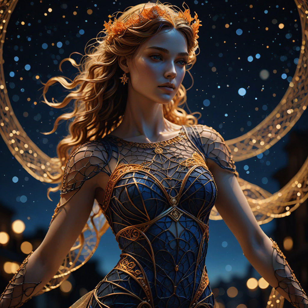 Goddess in Starry Night Digital Sculpture