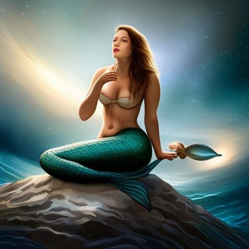 Mermaid Sipping Stars Under Moonlight