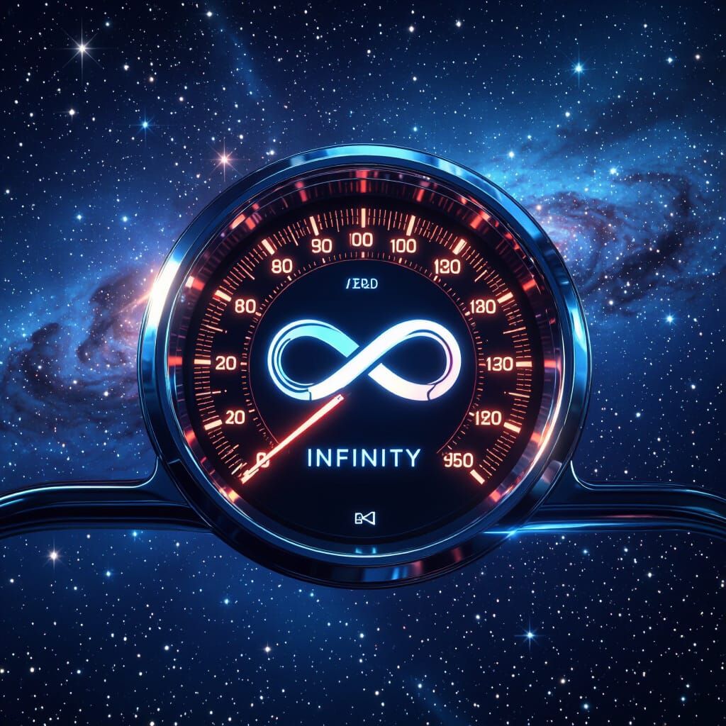 Futuristic Car Speedometer with Galaxy Background