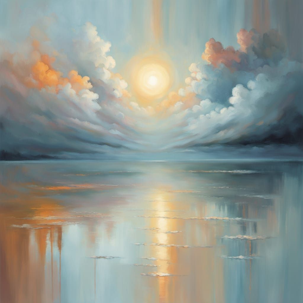 Abstract Art: Storm Dissolving into Serene Sky