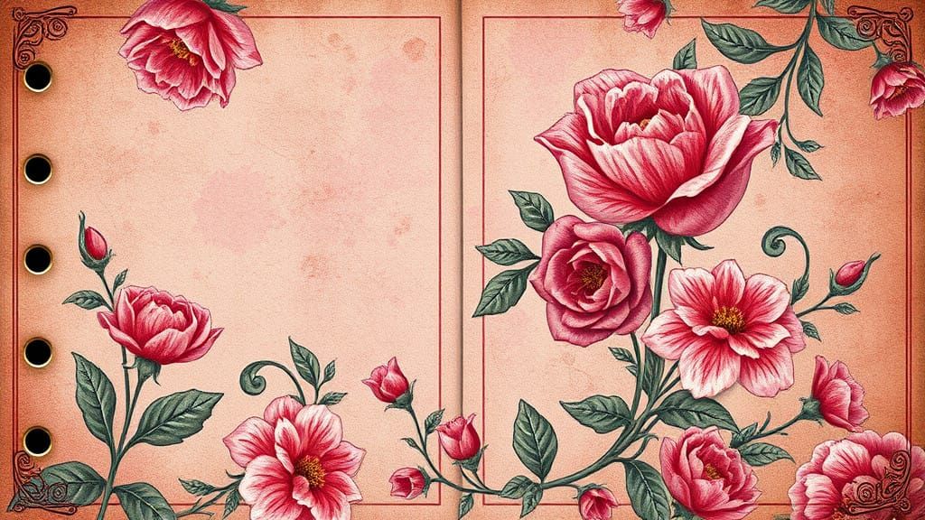 Floral Vintage Fantasy A4 Journal Page