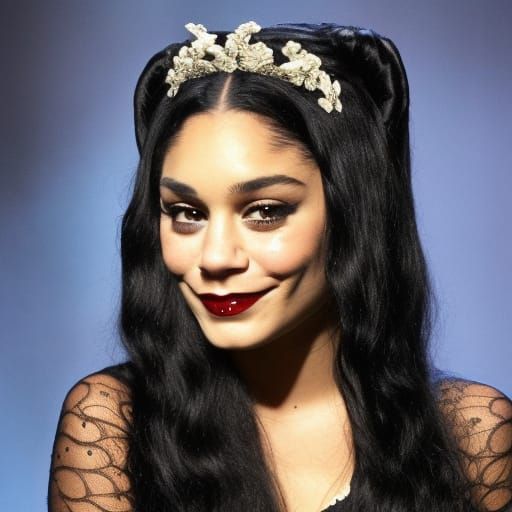 Vanessa Hudgens as Morticia Addams: AI Portrait