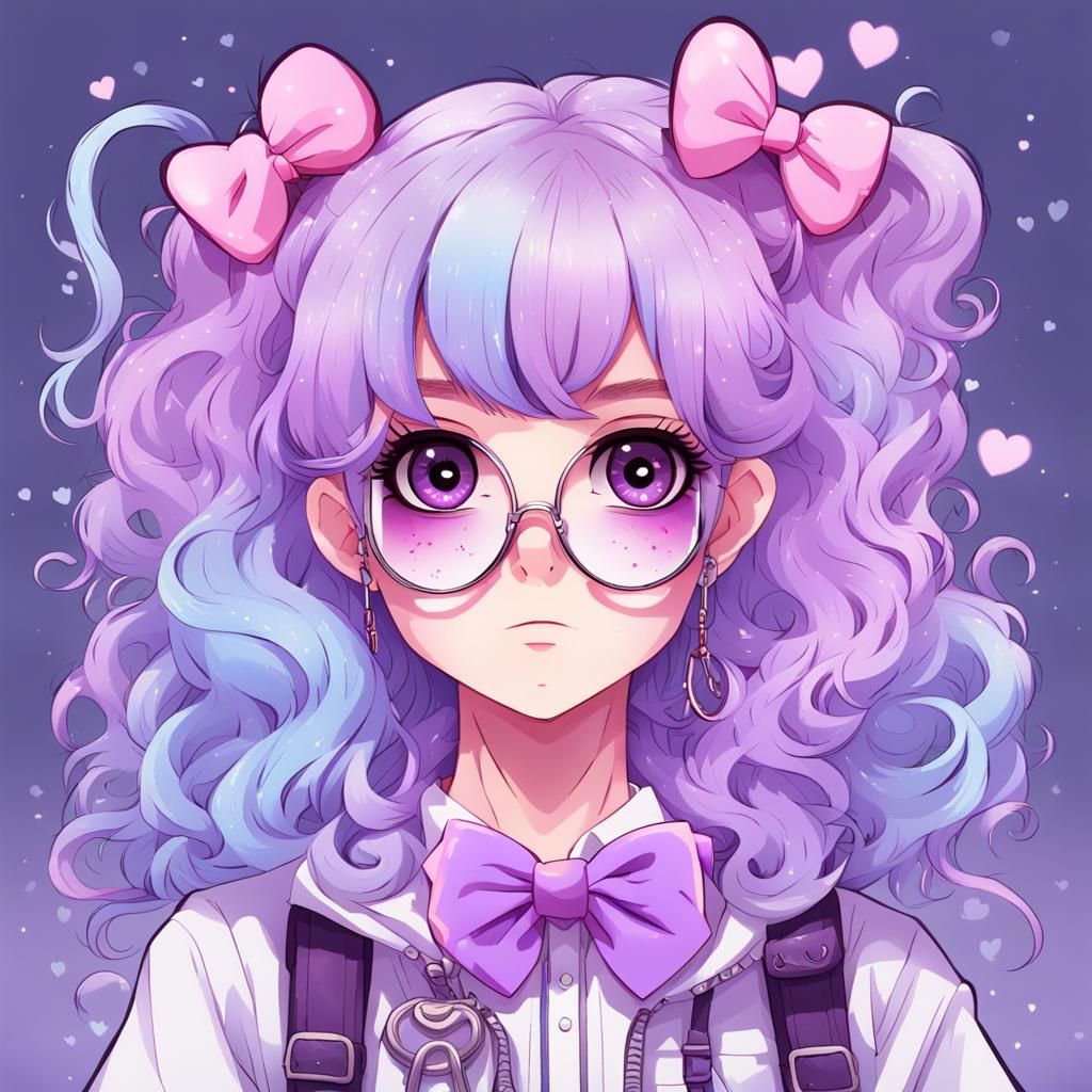 Cotton Candy Anime Girl with Ombre Hair