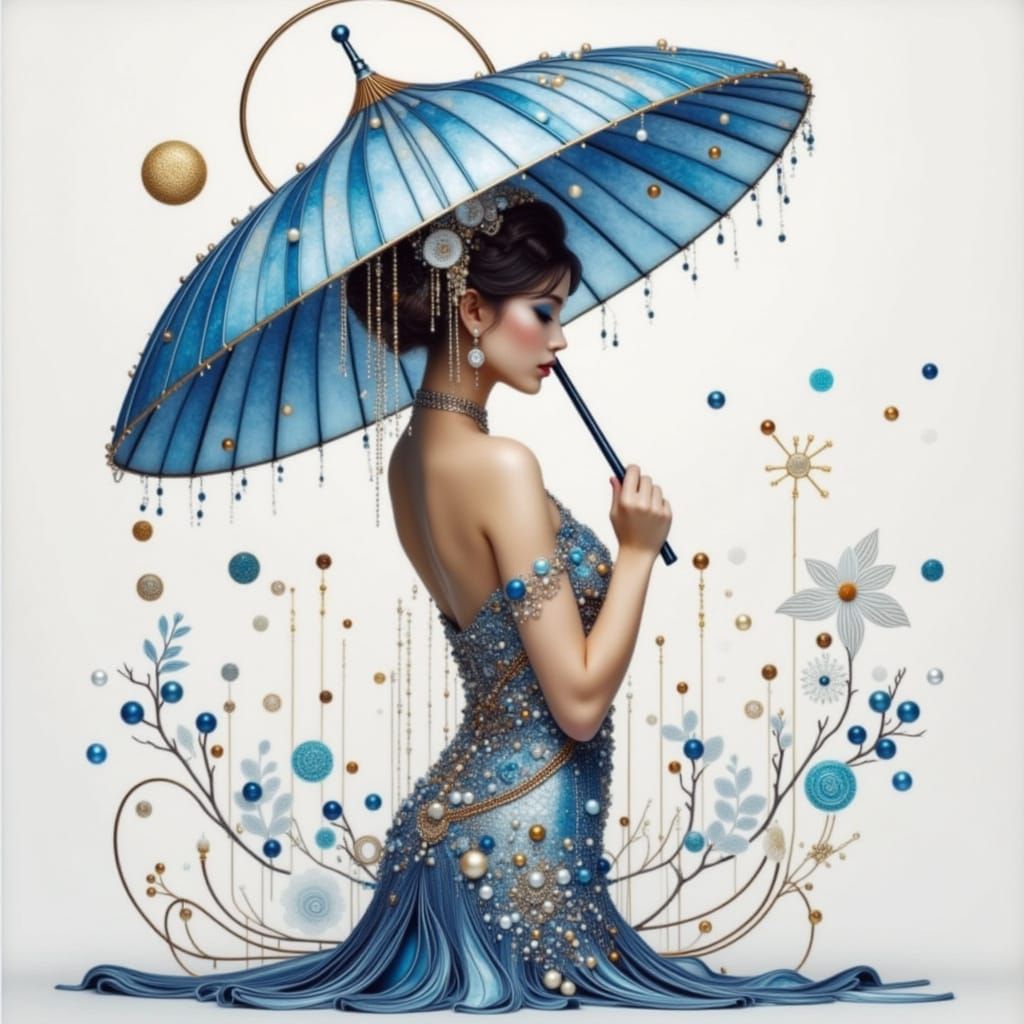 Victorian Fantasy Geisha in Elegant Earthly Filigree