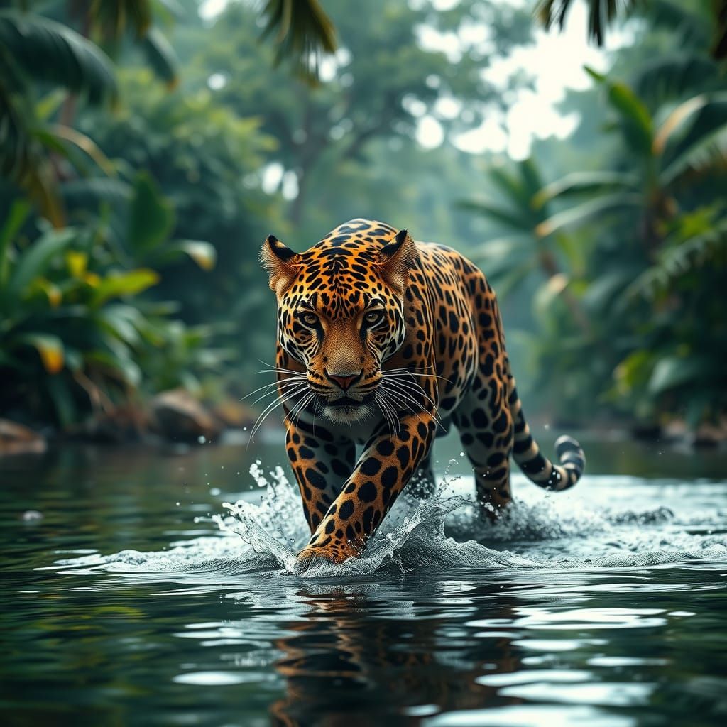 Jaguar Hunting in Brazil: Splash Art Aesthetic