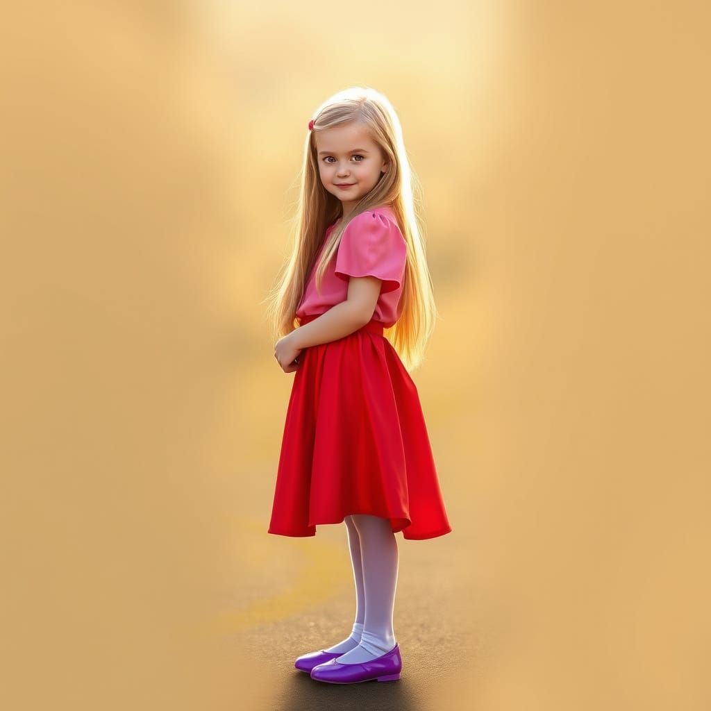 Young Sister Posed in Whimsical Sunlit Setting