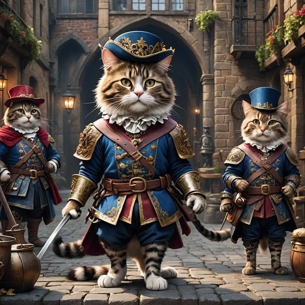 Cat as a Musketeer: Detailed Fantasy Art