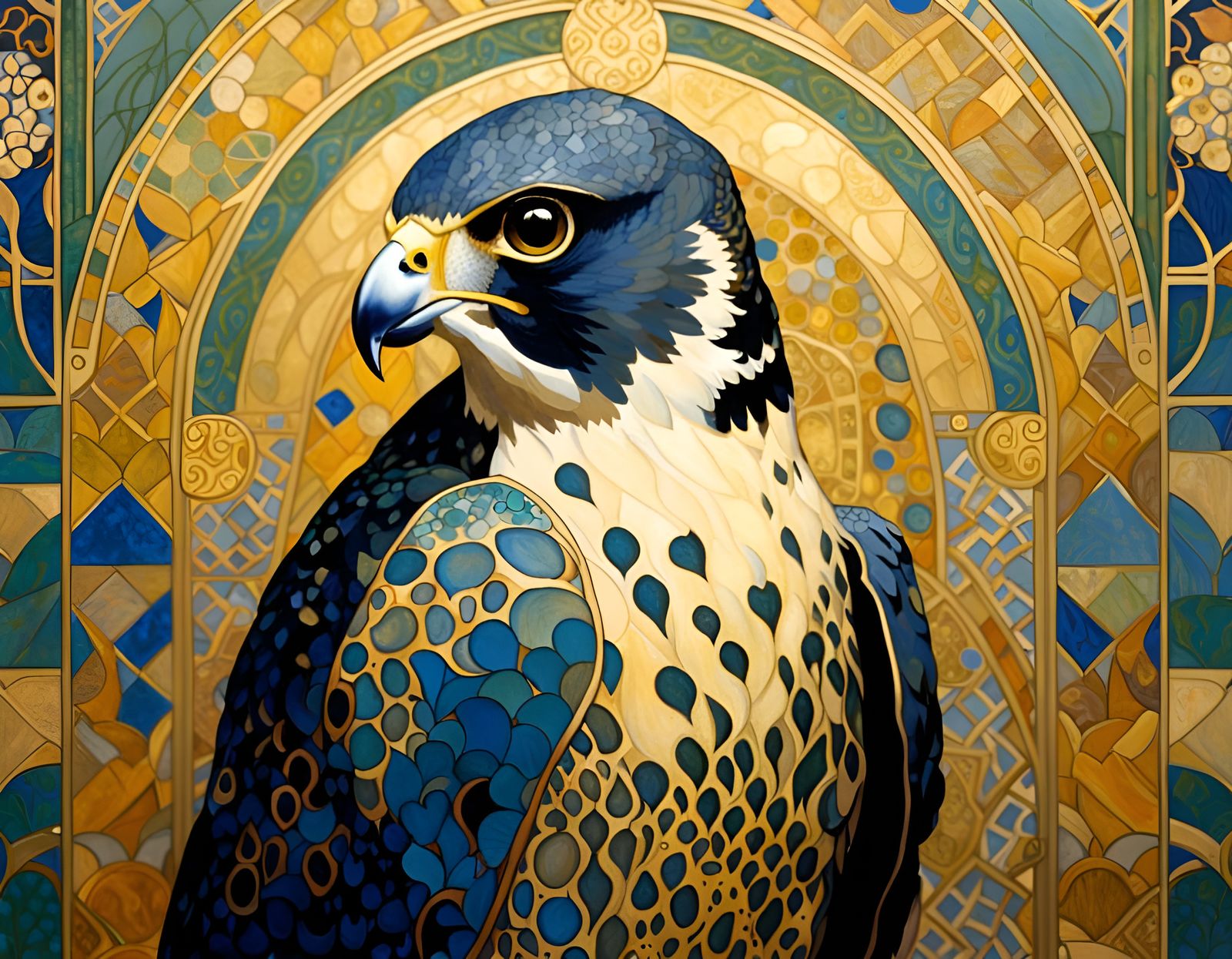 Peregrine Falcon in Art Nouveau Style
