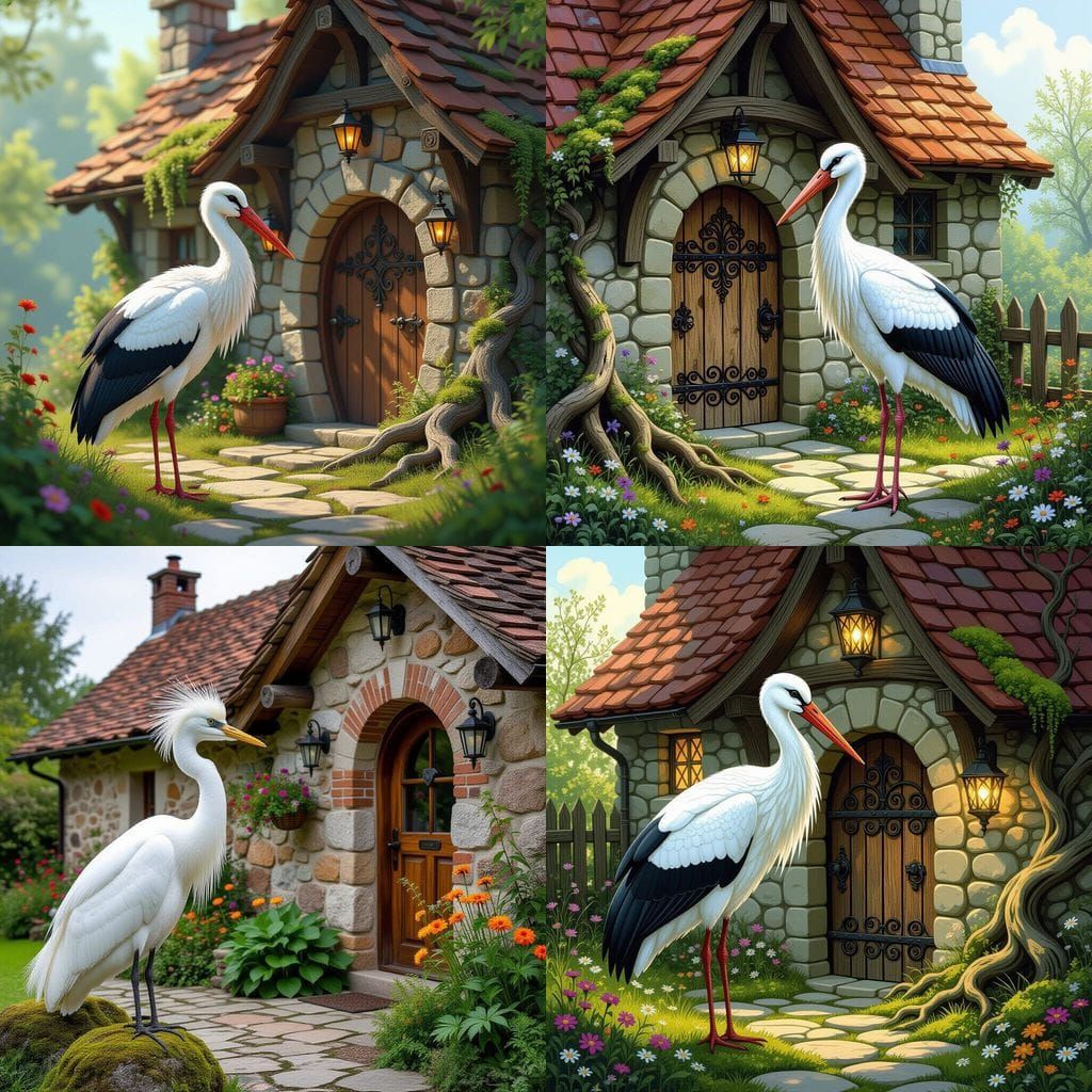 White Stork with Orange Beak by Rustic Stone House