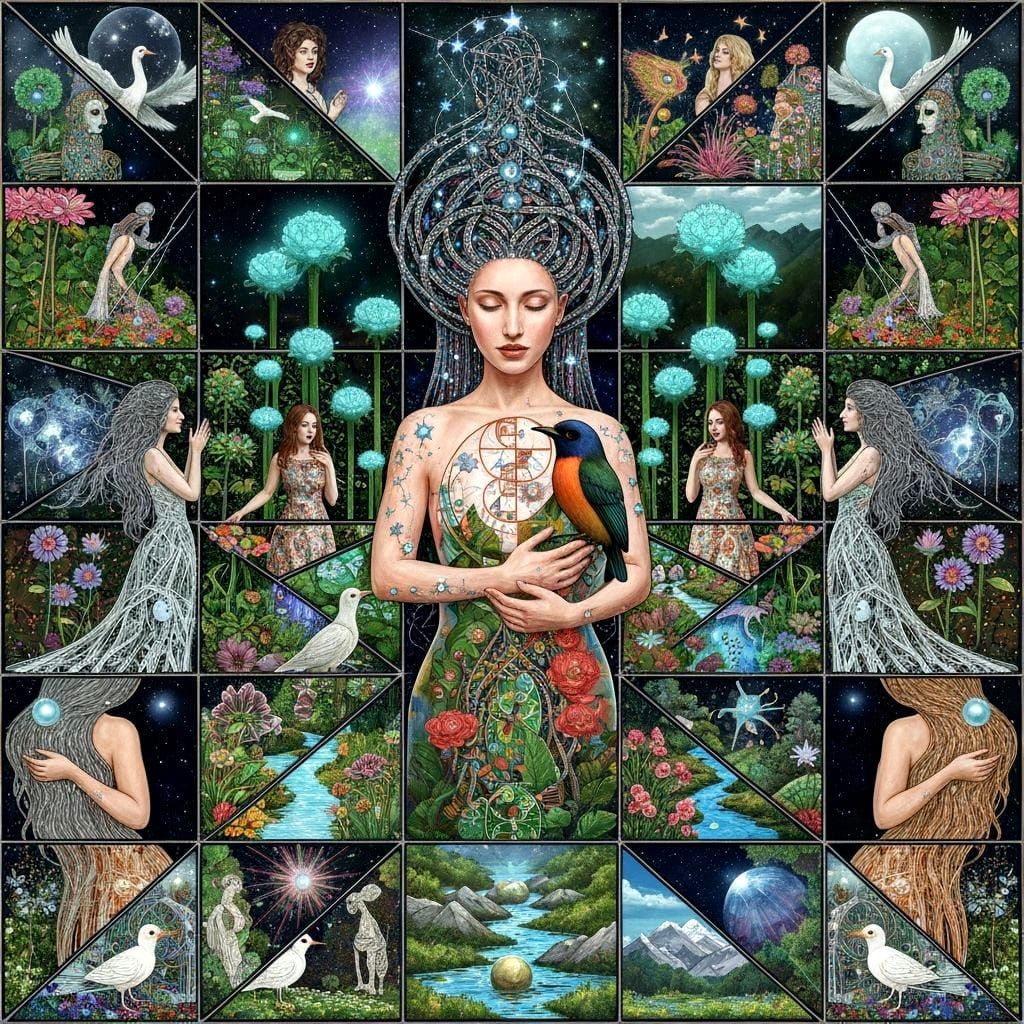 Mystical Shaman in Cracked Mirror Labyrinth