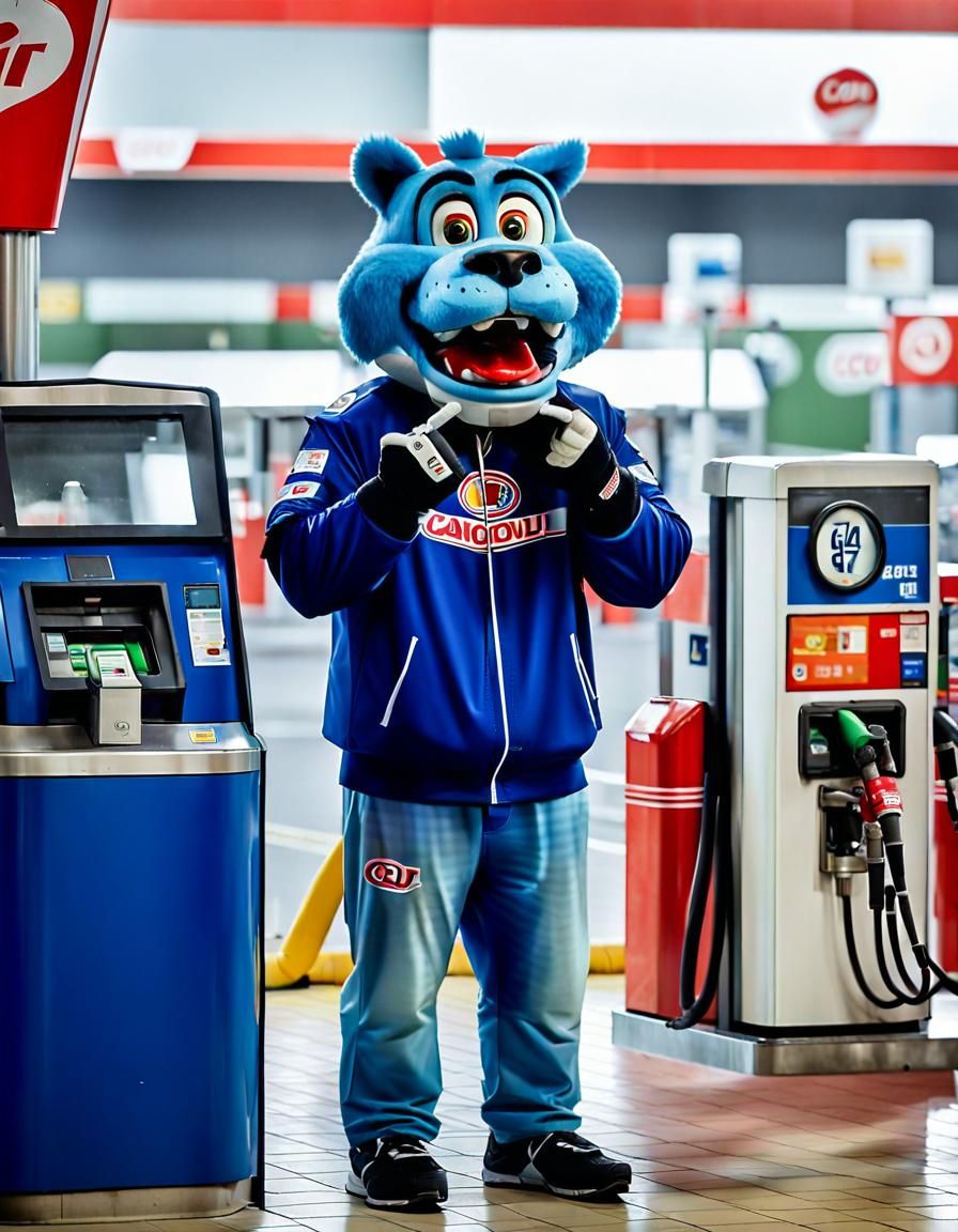 Mascot's Misfortune: Gas Station CCTV Capture